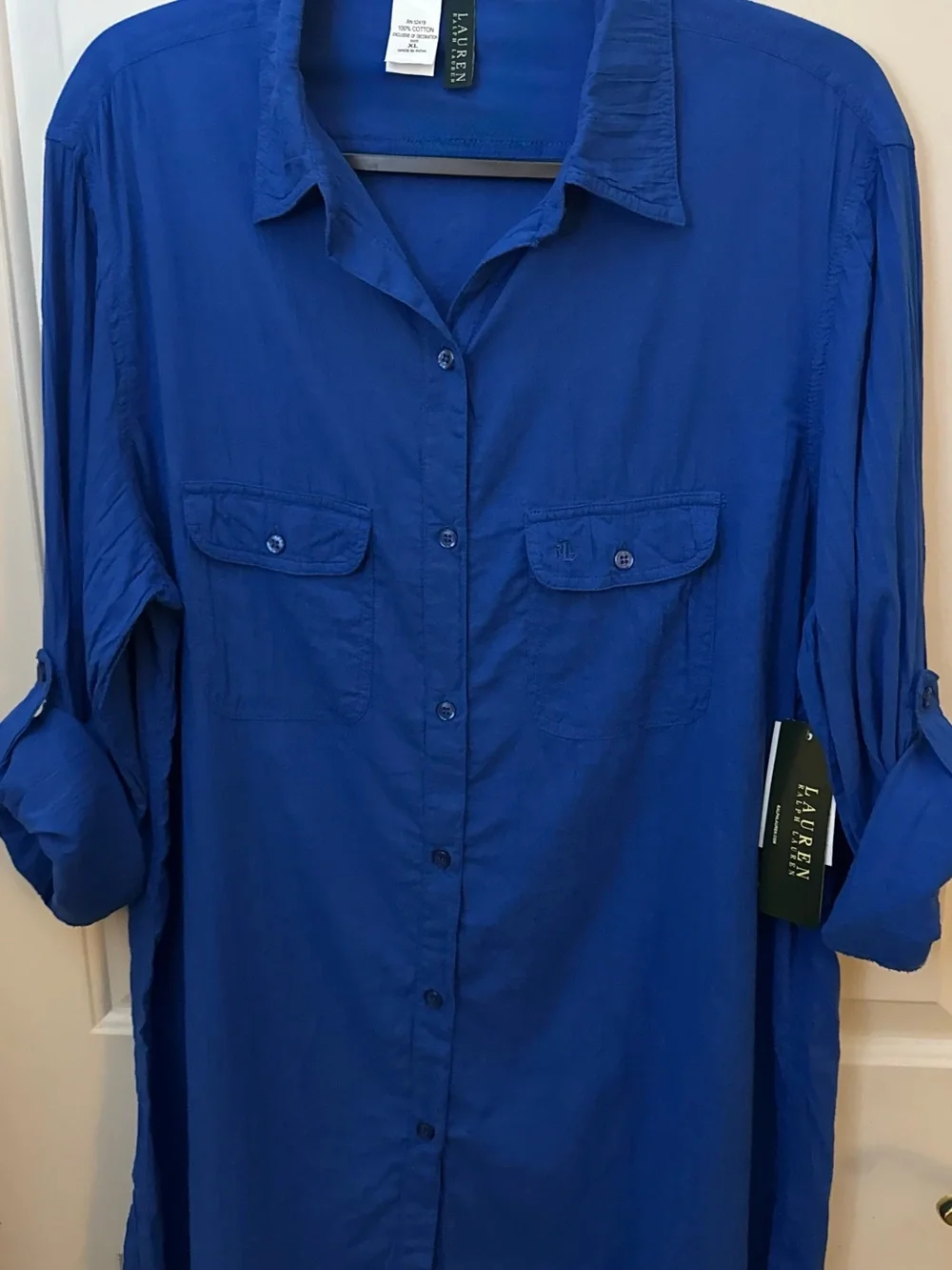 Lauren Ralph Lauren Coverup 100% Cotton Blue Coverup Size XL ** NWT**